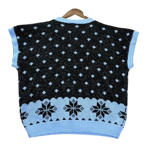 Adelle Womens Nordic Sweater Vest L Blue Snowflake Cabincore Ski Lodge Vintage - Picture 2 of 7